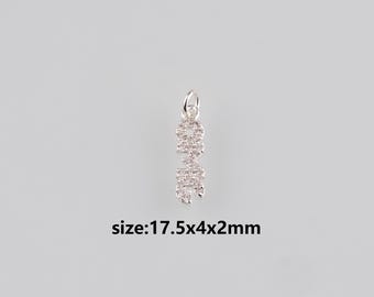 Silber Brief Anhänger, CZ Micro Pave Omg Brief Charm Ohrringe Halskette für DIY Schmuckherstellung Versorgung