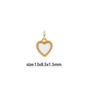 18K Gold Filled Heart Pendant,Enamel Heart Charm Earrings Necklace for DIY Jewelry Making Supply