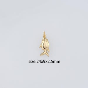 Pendentif poisson rempli d'or 18 carats, collier délicat de boucles d'oreilles à breloques en forme de poisson pour la fabrication de bijoux à bricoler soi-même
