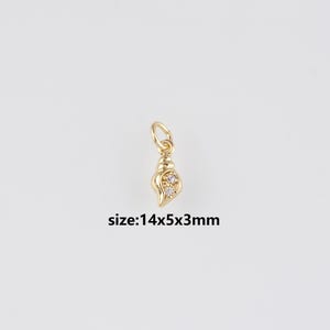 18K Gold Filled Conch Shell Pendant,Ocean Charm Earrings Necklace for DIY Jewelry Making Supply