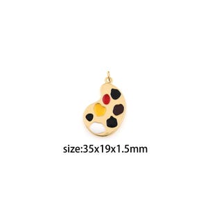 Pingente de paleta preenchido com ouro 18K, pingente de pintor, brincos de paleta de esmalte, colar para fabricação de joias faça você mesmo
