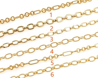 18K Gold Filled Twist Chain ketting, sierlijke kabelketting, gouden ovale ketting, gelaagde ketting voor vrouwen DIY sieraden maken aanbod