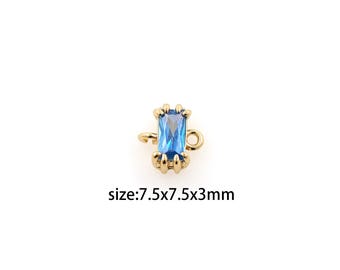 Conector rectangular relleno de oro de 18 quilates, dije de piedra natal, collar y pulsera rectangulares de cristal para fabricación de joyas DIY