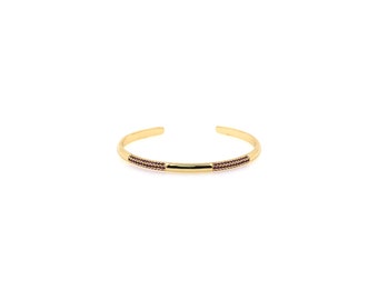 Bracelet jonc en or 18 carats-bracelet en or-bracelet en zircone-bracelet de tous les jours-bracelet réglable-cadeau pour elle