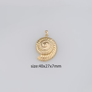 18K Gold Filled Conch Shell Pendant,Ocean Shell Charm Earrings Necklace for DIY Jewelry Making Supply