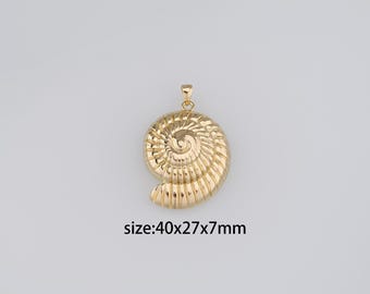 18K Gold Filled Conch Shell Pendant,Ocean Shell Charm Earrings Necklace for DIY Jewelry Making Supply