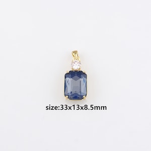 18K Gold Filled Rectangle Pendant,Crystal Rectangle Charm Earrings Necklace for DIY Jewelry Making Supply
