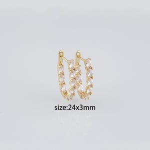 18K Gold Filled CZ Oval Earrings,Dainty Earrings,Minimalist Earrings,Gold Hoop Earrings,Huggie Earrings