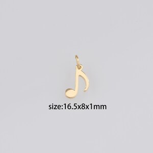 Ciondolo con nota musicale riempito in oro 18K, orecchini con ciondolo musicale delicato, collana per la creazione di gioielli fai da te