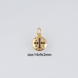 18K Gold Filled Cross Pendant,Religious Charm Earrings Necklace for DIY Jewelry Making Supply