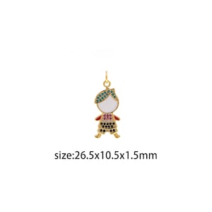 18K Gold Filled Boy Pendant,CZ Micro Pave Boy Charm Earrings Necklace for DIY Jewelry Making Supply