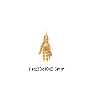 18K Gold Filled Hand Pendant,Dainty Hand Charm Earrings Necklace for DIY Jewelry Making Supply