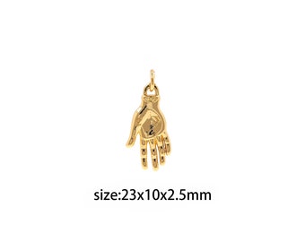 Pingente de mão preenchido com ouro 18K, colar delicado de brincos com pingente de mão para fabricação de joias DIY