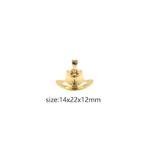 Ciondolo a forma di cappello da cowboy riempito in oro 18 carati, collana di orecchini con ciondoli a forma di cappello delicato per la fornitura di gioielli fai-da-te