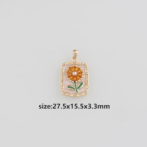 18K Gold gefüllte Löwenzahn Anhänger, Emaille Löwenzahn Charme Ohrringe Halskette für DIY Schmuckherstellung Versorgung