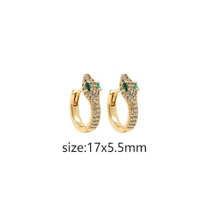 18K Gold Filled Snake Earrings,Gold CZ Hoops,Dainty Snake Hoops,Dainty Zirconia Earrings,Gold Hoops