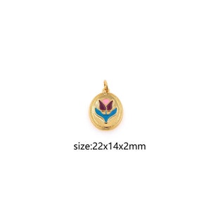 5 Stück 18K Gold gefüllt Tulpe Anhänger, Emaille Blumen Charme Ohrringe Halskette für DIY Schmuckherstellung Versorgung
