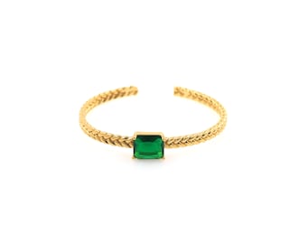 Bracelet jonc rectangle rempli d'or 18 carats-bracelet en or-bracelet zircon-bracelet rectangle-bracelet réglable-cadeau pour elle