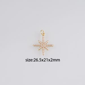 18K Gold gefüllt Nordstern Anhänger, Perle Nordstern Charme Ohrringe Halskette für DIY Schmuckherstellung Versorgung