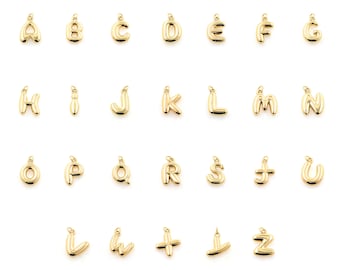 18K Gold Filled Initial Pendant,Dainty Letter Charm Earrings Necklace for DIY Jewelry Making Supply