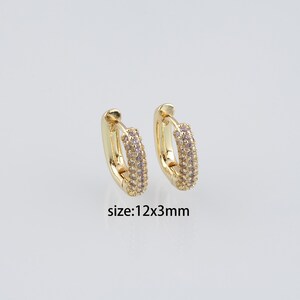 18K Gold Filled Rectangle Hoops Earrings,CZ Earrings,Dainty Hoops,Gold Huggies Hoops,Minimalist Earrings,Gift for Her