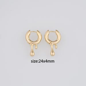 18K ゴールドフィルド ティアドロップ イヤリング、繊細なフープ イヤリング、ウォーター ドロップ イヤリング、ハンドメイド イヤリング