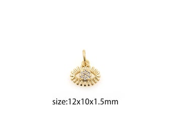 18K Gold Filled Evil Eye Pendant,CZ Micro Pave Evil Eye Charm Earrings Necklace for DIY Jewelry Making Supply