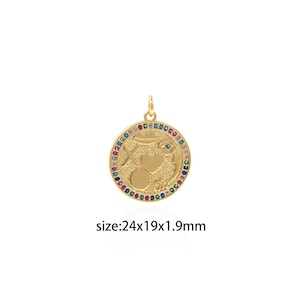 18K Gold Filled Lucky Pendant,CZ Micro Pave Luck Charm Earrings Necklace for DIY Jewelry Making Supply