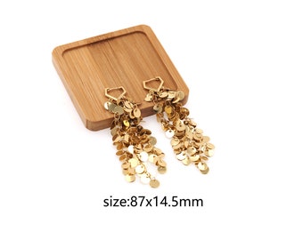 Pendientes de borla con disco relleno de oro de 18 quilates, pendientes de borla, pendientes para uso diario, pendientes minimalistas