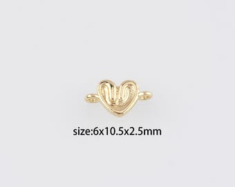 18K Gold Filled Heart Connector,Dainty Heart Charm Necklace Bracelet for DIY Jewelry Making Supply
