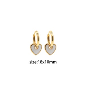 18K Gold Filled Heart Earrings,Dainty Enamel Earrings,Gold Hoops,Dainty CZ Hoops Huggie