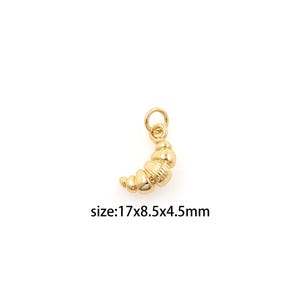 18K Gold Filled Bread Pendant,Croissant Charm Earrings Necklace for DIY Jewelry Making Supply