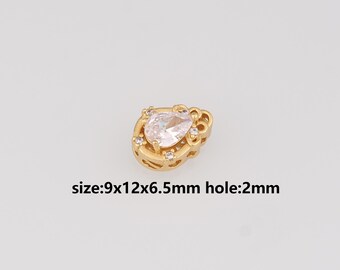 24K Gold Filled Teardrop Spacer Beads,Crystal Teardrop Spacer Beads,DIY Jewelry Making Supply