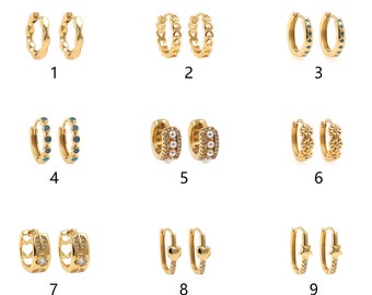 18K Gold Filled Irregular Hoop Earrings,Heart Hoops,Round Huggie Hoops,Minimalist Earrings