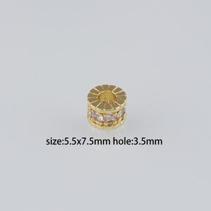 10Pcs 18K Gold Filled Cylinder Spacer Beads,CZ Micro Pave Barrel Spacer Beads,DIY Jewelry Making Supply