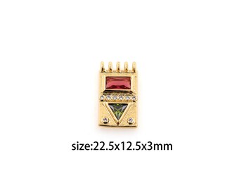 Pendentif rectangle rempli d'or 18 carats, collier de boucles d'oreilles à breloques rectangle micro pavé CZ pour la fabrication de bijoux à bricoler soi-même