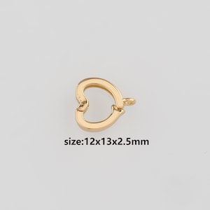 18K Gold Filled Heart Carabiner Clips,Dainty Heart Spring Push Gate Clasp Lock for DIY Jewelry Necklace Bracelet