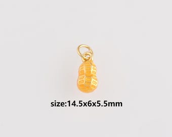 24K Gold Filled Peanut Pendant,Enamel Peanut Charm Earrings Necklace for DIY Jewelry Making Supply