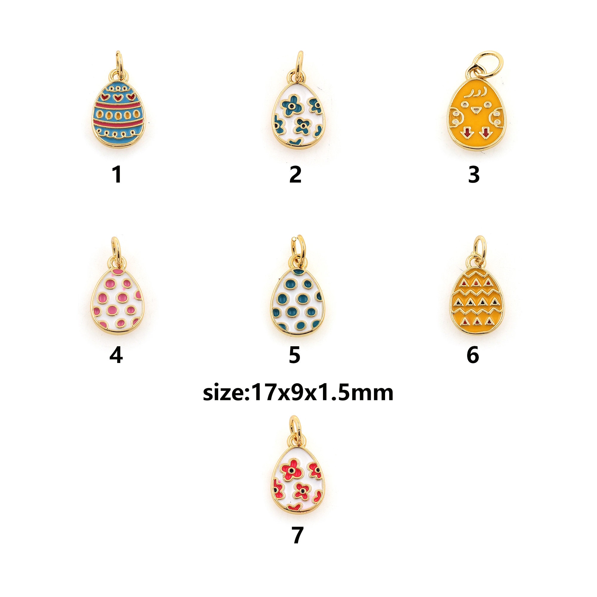 18K Gold Filled Easter Egg Pendant,Enamel Egg Charm Earrings Necklace for DIY Jewelry Making Supply
