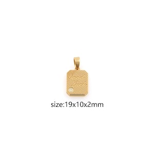 18K Gold Filled Rectangle Pendant,Dainty Good Luck Charm Earrings Necklace for DIY Jewelry Making Supply