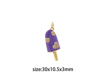 18K Gold füllte Eis-Anhänger, Emaille-Eiscreme-Charme-Ohrring-Halskette für die DIY-Schmuckherstellung, die Versorgung