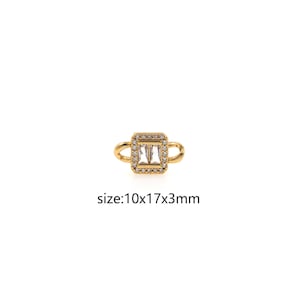 18K Gold Filled Square Connector,CZ Micro Pave Square Charm Necklace Bracelet for DIY Jewelry Making Supply