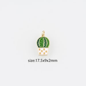 Ciondolo cactus riempito in oro 18K, orecchini con ciondolo cactus in smalto, collana per la creazione di gioielli fai da te