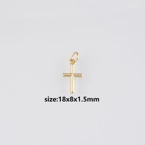 18K Gold Filled Cross Pendant,Religious Charm Earrings Necklace for DIY Jewelry Making Supply
