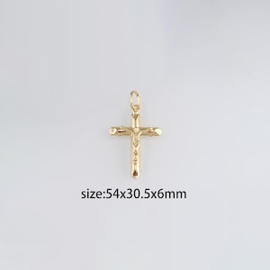 18K Gold Filled Cross Pendant,Religious Charm,Dainty Cross Earrings Necklace for DIY Jewelry Making Supply