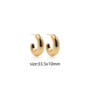 18K Gold Filled Thick Hoop Earrings,Dainty Earrings,Gold Earrings,Minimalist Earrings,Everyday Earrings