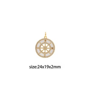18K Gold Filled Compass Pendant,CZ Micro Pave Ccompass Charm Earrings Necklace for DIY Jewelry Making Supply