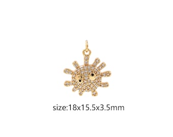 18K Gold Filled Bacteria Pendant,Virus Charm,CZ Micro Pave Bacteria Earrings Necklace for DIY Jewelry Making Supply