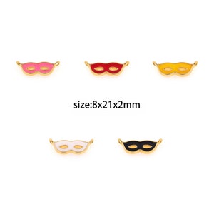 18K Gold Filled Mask Pendant,Enamel Mask Charm Earrings Necklace for DIY Jewelry Making Supply