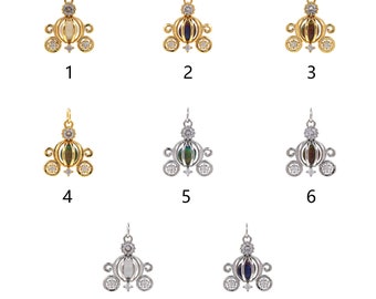 18K Gold Filled Pumpkin Car Pendant,CZ Micro Pave Pumpkin Car Charm Earrings Necklace for DIY Jewelry Making Supply